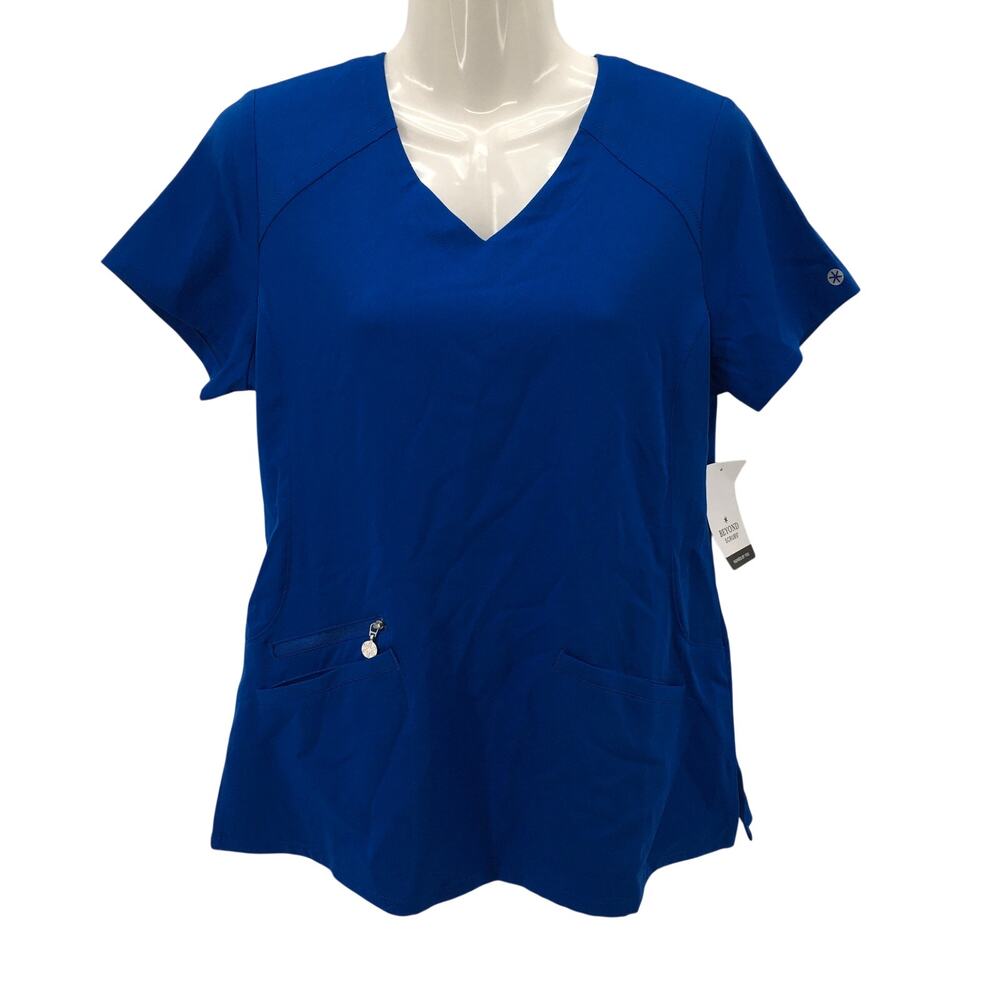Beyond Sctubs Faith V Neck Scrub Top Royal Blue S Nurse Medical Healthcare NWT